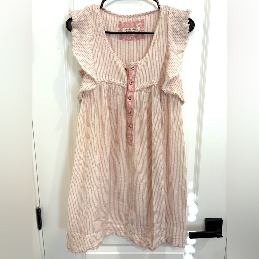 Free People Striped Summer Cotton Dress, Size Small, Lightweight Mini Dress